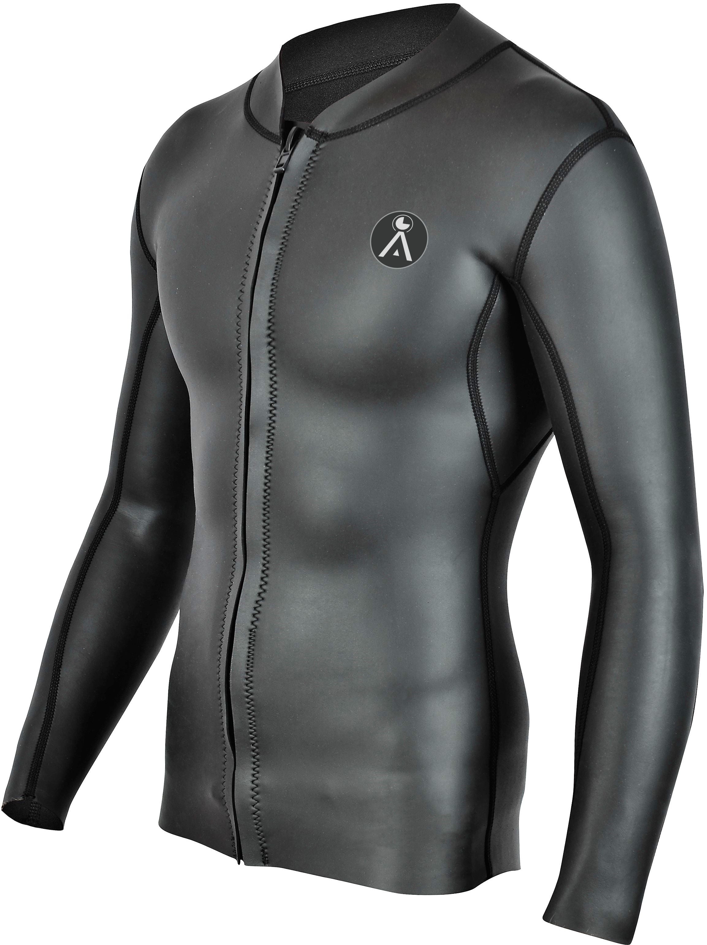 SURF Wetsuit TOP | Mens 1.5mm Neoprene Surfing Jacket | Long Sleeve-Front Zipper Vest | Wet Suit |
