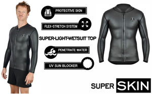 SURF Wetsuit TOP | Mens 1.5mm Neoprene Surfing Jacket | Long Sleeve-Front Zipper Vest | Wet Suit |